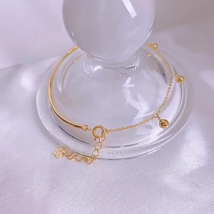 18K Saudi Gold Pawnable Lucky Beads Bracelet Adjustable Tassel Bracelet Gift luckycharm bracelet 2024 Hypoallergenicity