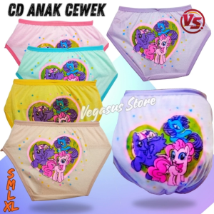 6Pcs Celana Dalam Anak Cewek Perempuan Cantik CD Essen Karakter Kartun Lucu Sablon Ukuran SMLXL