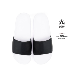 Aerostreet 39-44 Axel Putih Hitam - Sandal Selop Pria Wanita BABAA