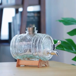 Sealed Glass Bubble Wine Bottle With Faucet 2 Catties Household Wine Barrel Cork Wine Jug Barrel
