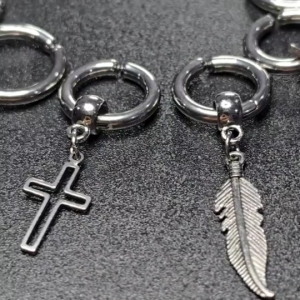 ต่างหู ต่างหูแบบหนีบ ต่างหูผู้ชาย ต่างหูห่วง รหัส (T) จำนวน 1 ข้าง