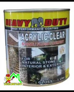 1L ACRYLIC CLEAR HEAVY DUTY (CLEAR GLOSS) (Free 1 Brush 1.5") EXTERIOR & INTERIOR Stone & Slate Finish PAINT
