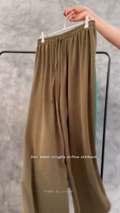 celana kulot crinkle premium tebal talio serut