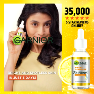 Garnier Bright Complete Vitamin C Serum Boster 30ML - Menyamarkan Bekas Jerawat dan Noda Hitam