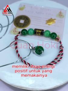 Cuan Hoki Gelang Aura Rezeki Kesehatan Hoki Kombinasi Batu Jade Hijau Lumut Batu Giok Hijau Muda & Onyx Mantra Naga Natural Bisa COD