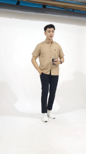kemeja polos lengan pendek pria warna coksu
