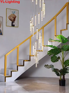 New staircase long pendant light living room light luxury crystal creative lamp modern minimalist loft decorative chandelier 51