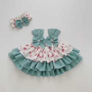 TT42 Váy công chúa 2 dây RIOKIDS quần áo đầy tháng thôi nôi cho bé gái sơ sinh