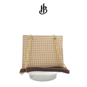 Hesbrow Magnifico - Shoulder Bag Tas Bahu Tenun Wanita Cantik Elegan Tali Rantai - Include Kotak Dustbag & Paperbag