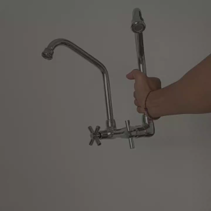 VONE Kran Cuci Piring Double Keran Angsa Sink Dapur Wastafel Meja Tembok Chrome