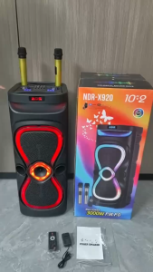 NDR-X920 10X2 inch Karaoke Party Bluetooth Speaker Stereo HIFI Sound Trolley wireless Speakers with 2 Wireless mic