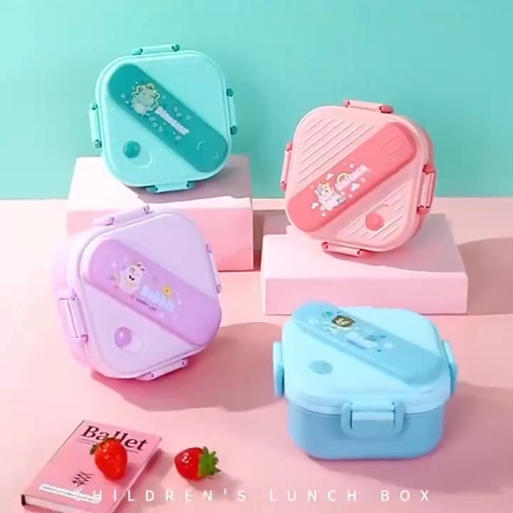 2 Layer Bento Box Lunch Box Compartment Microwave Safe With Fork And