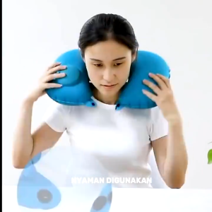 Bantal Leher Bepergian Bantal Berbentuk U Tiup Travel U-shaped Pillow