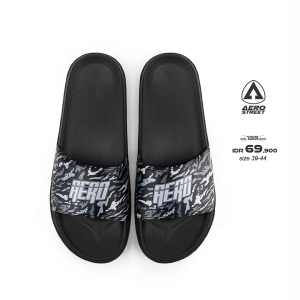 Aerostreet 39-44 Army Hitam - Sandal Selop Slip On Casual Pria Wanita Aero street BAAAA