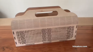 Elegant Wooden Gift Box Handbag with Laser-Cut Geometric Design – Perfect for Raya Cookies & All Occasions – Customizable with Logo & Branding