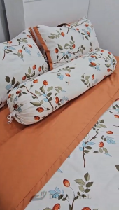 DORAMILL 5in1Queen/ King Size Soy Fabric Comforter Set with Pillowcase Getah Keliling Cadar Fitted Bedsheet #BBT