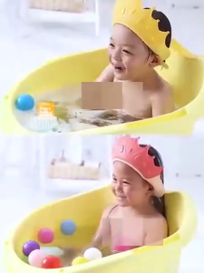 หมวกสระผมเด็ก หมวกอาบน้ําเด็ก กันน้ําเข้าตา สําหรับน้อง 6 เดือนขึ้นไป น่ารักสดใส