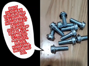 Baut/Baud Dudukan Kaliper Rem Cakram All Honda Beat/Vario/Scoopy/Supra X/125/Fit/Revo Absolute/Blade harga 1 pcs