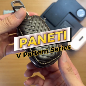 Dompet STNK Remote Kunci Mobil Motor V Leather Pattern Kulit Asli - Hitam