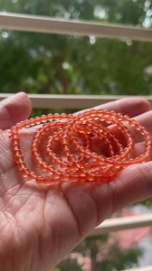 Natural Cystal 天然水晶 南红玛瑙 Nanhong (Red Agate) 4mm 3 round bracelet
