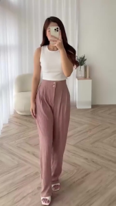 Cozie Pants Celana Kulot Wanita Highwaist Rib Knit Premium - Trousers Wanita - Kulot Highwaist Baru