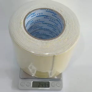 SKU123 - 1 Cây băng keo 2 mặt xốp trắng rộng 2.4cm dài 5 mét mỗi cuộn lõi giấy 3mm - 1 cây có 5 cuộn - Gia Dụng Mẫn Mẫn