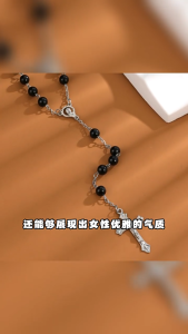 Cross Beads Necklace Magical Catholic Rosary Small Size Round Glass Beads Virgin Mary Cross Necklace Small Glass Rosary Necklace with Gold Beads and Heart Shaped Pendant Chain with Cross Christian Church Prayer Ornaments