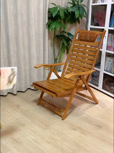 Folding Bamboo Rocking Chair Adjustable Leisure Chair Outdoor Leisure Rattan Swing Lazy Chai Recliner Summer Old-fashioned Cool Chair Lunch Break 躺椅