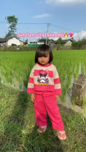 Elsafashion Setelan Anak Crop Kuromi Cargo Premium Fashion Anak Imut Usia 3-10Tahun
