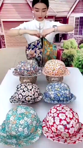 หมวกแก๊ป ป้องกันรังสียูวี หมวกกันแดด ป้องกันฝุ่น ระบายอากาศได้ดี ลายดอกไม้ แฟชั่นฤดูร้อน 2024