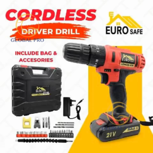 Eurosafe 21V Cordless Drill Impact Drill Cordless Screwdriver Hand Drill Portable Drill with LED Work Light ES-1026RD