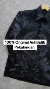 Baju Batik Pria Kemeja Batik Pekalongan Murah Lengan Panjang Motif MAHKOTA ABU New Modern Seragam Pesta Resespsi Kantor Kerja Dinas Keren BATIK BRAWIJAYA