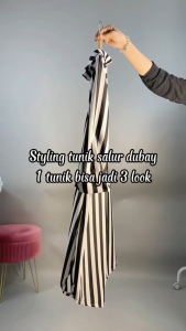 Tunik Salur Hitam Putih Dewasa 137 Tunik Atasan