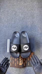 NAHA - Sandal Slop Pria Distro Wanita Karet Hitam Size 34 - 43