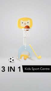 Prego Baby 3 In 1 Kids Sports Centre Basketball Stand Soccer Hockey Game