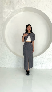 Cardingan Bolero Lengan Pendek Denim Look Syala