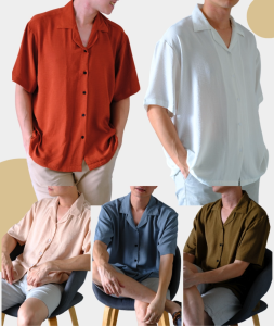 Koosh (คูช) HW01 เสื้อเชิ้ต-ฮาวาย แขนสั้น ลินิน คอตตอน ใส่สบาย ไม่ร้อน ซัก สะบัด ตาก แห้งไว ยับยาก ไม่ต้องรีด ผ้ามีtexture