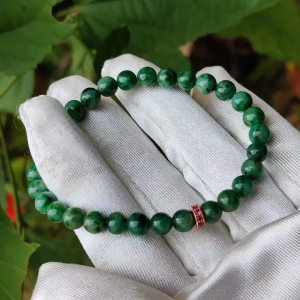 Stunning 30 spicy-green 5.9 mm beads Natural Type A Jadeite Bracelet Special Mid Year Offer with QIC labs approved certificate weigh 10.52 grams suitable for daily wear to work or leisure (bracelet4)