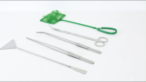 Youngke เซ็ต 6 อย่าง ฟอร์เซป forceps แบบปลายตรงและงอ อุปกรณ์จัดตู้ไม้น้ำ แหนบ กรรไกร ที่เขี่ยปาดดิน ตาข่ายจับปลา แปรงขัดกระจกตู้ปลา ทนทาน