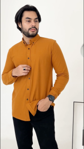 Hey Man Kemeja Casual Pique LS - Light Brown
