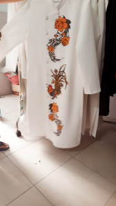 ÁO DÀI NAM TRẮNG VẼ TAY