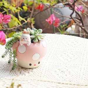 กระถางเห็ดเรซิ่น แคตตัส ไม้อวบน้ำ กระบองเพชร กุหลาบหิน ต้นไม้เล็ก Pot จัดสวน แต่งบ้าน