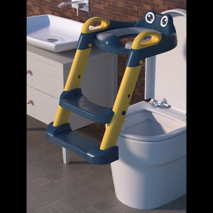 ฝึกลูกน้อยให้นั่งทำธุระได้ด้วยตัวเอง บันไดชักโครก เบาะนุ่ม พลาสติกหนา มีกันลื่น ปรับระดับได้ บันไดชักโครก ฝารองชักโครก