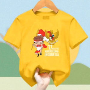 Baju atasan anak usia 1-12 tahun lengan pendek 17 Agustus Merdeka bahan Babyterry
