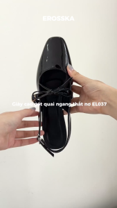 Erosska Lumina - Giày cao gót nữ mũi tròn phối nơ kiểu dáng sang trọng thanh lịch màu bạc - EL037