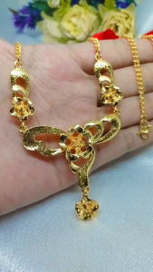 Kalung Rakit Bunga Yaxiya & Kalung Liontin Bunga Multilayer 45cm Berlapis Emas 24k