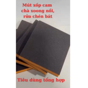 Miếng mút xốp cam chà xoong nồirửa chén bát miếng chà nhám 2 mặt loại bỏ rỉ sét BHHM.