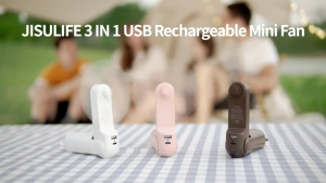 Handheld Mini Fan 2 IN 1 Hand Fan Portable USB Rechargeable Small Pocket Fan Battery USB Fans With 5 Gears Strong Wind Plus Flashlight Suitable For Travel Office Outdoors
