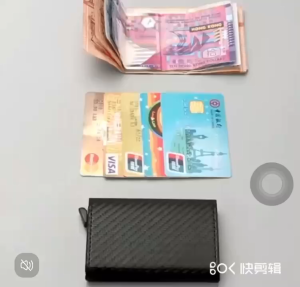 Carbon Fiber Anti-Theft Swiping Automatic Pop-up Mens Card Holder Wallet Leather Mens Multiple Card Slots Wallet