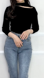 Silvervogue - SV 5851 - Keylla Knit Top | Atasan Rajut Lengan Panjang Pakaian Kasual Wanita